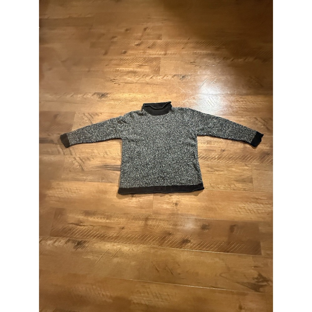 VTG Villager Sport Turtleneck Sweater Women's Medium‎ Petite Black Marled Knit